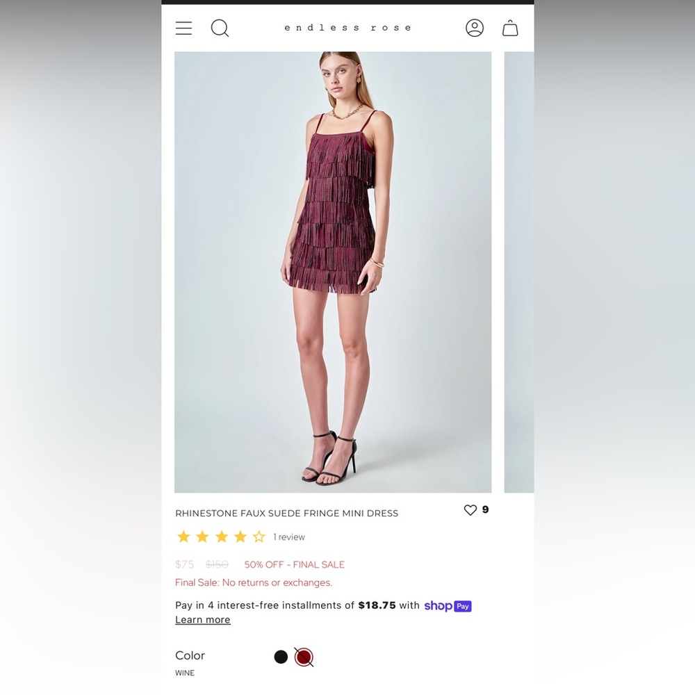 Endless Rose Fringe Rhonestone Mini Dress